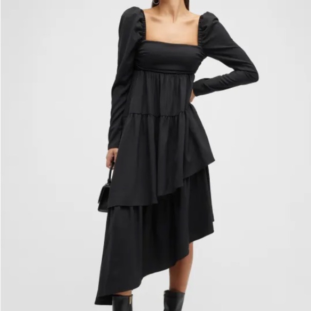 black weworewhat puff sleeve asymmetrical dress BNWT